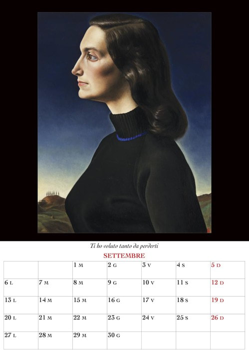 Profilo (ritratto di Milena) di Giovanni Acci, nel mese di settembre del Calendario Artistico 2021 di Vittorio Sgarbi - foto di Massimiliano Ruta -  Ed. Il Cigno