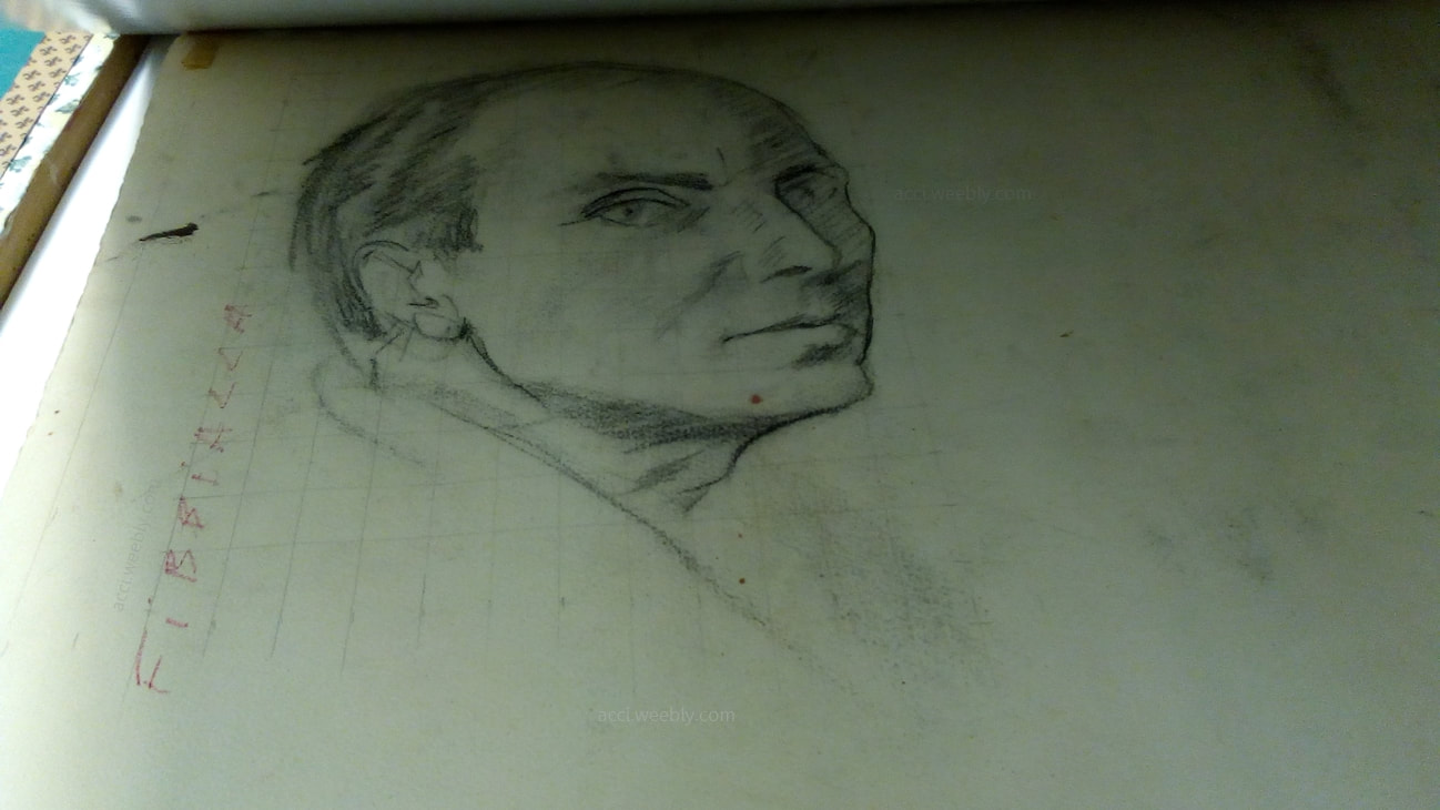 "Autoritratto", matita su carta cm 35 x 28 al momento della scoperta sul retro de "La Strada (studio)"