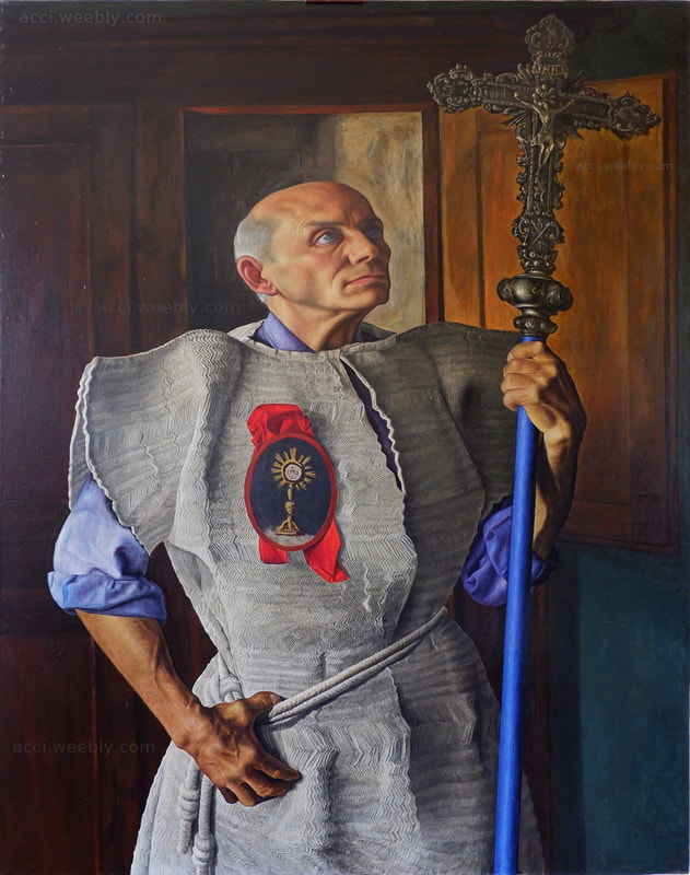 Giovanni Acci, Crocifero, 1949 e 1957, olio su tela, 129x96 cm, Collezione Clizia ed Emanuela Borghini